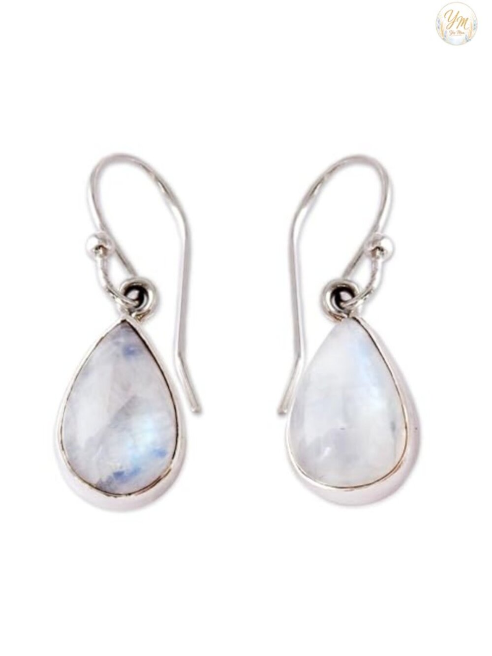 Rainbow Moonstone Sterling Silver Dangle Teardrop Earrings